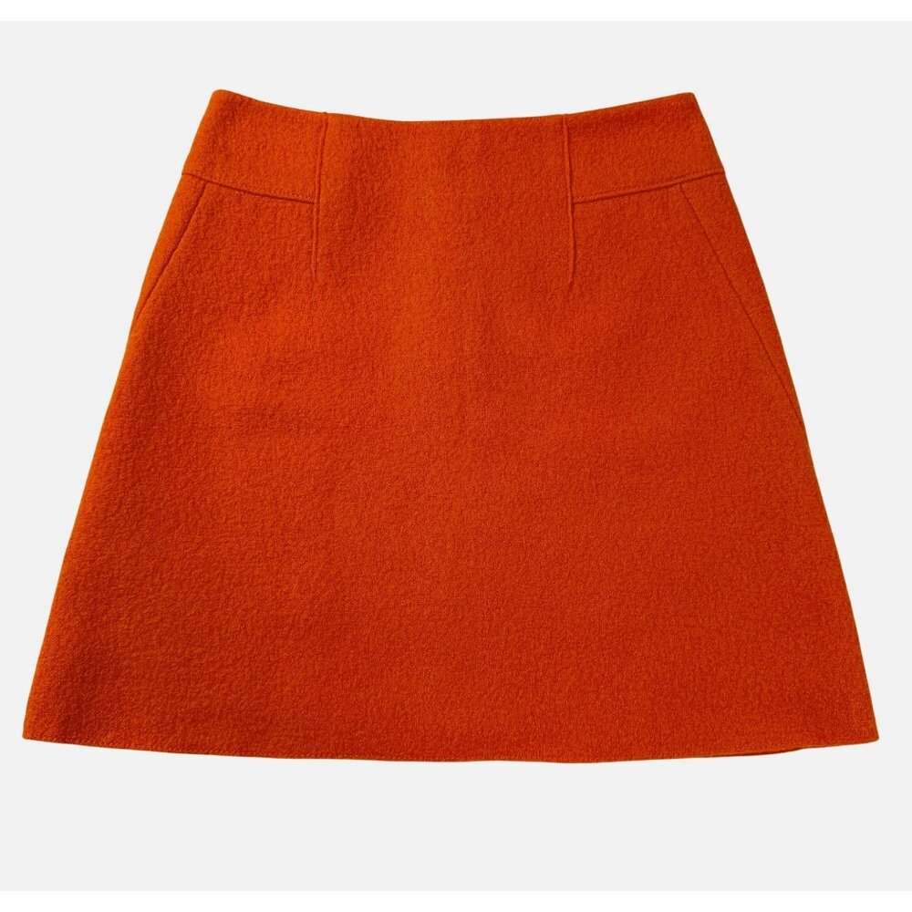 Marc O’Polo Orange Italian Wool Mini Skirt EU 34 US 4 A-Line Lined Fall Retro